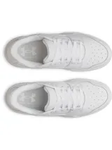 Championes Under Armour modelo Flex, color blanco, con diseño urbano de cuero premium, entresuela de EVA amortiguada y suela de goma resistente.