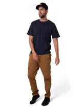 Remera de manga corta y cuello redondo, color azul marino, con logo de la marca estampado en el pecho y en la espalda.