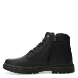 Botas de cuero color marrón con diseño acordonado, cuello acolchado y suela de goma dentada.