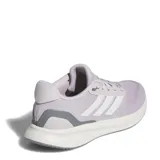 Championes Adidas Runfalcon 5, color lila claro con detalles en blanco y gris. Presentan una malla transpirable en el upper, las tres franjas características en blanco y una entresuela con tecnología Cloudfoam.