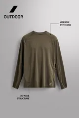 Camiseta técnica de entrenamiento Zara Athleticz, de corte regular, confeccionada en tejido ligero y elástico con textura de rayas horizontales. Presenta cuello redondo, mangas ranglán largas y detalle de logo estampado en el bajo.