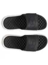 Sandalias tipo ojota Under Armour modelo Ignite Pro 8, con diseño bicolor en negro y blanco. Presentan una correa ajustable con forro de espuma suave y plantilla de espuma viscoelástica para mayor confort. La suela es de EVA duradera con laterales elevados para mayor estabilidad.