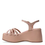 Sandalias de plataforma Bottero en color nude, con diseño de tiras finas cruzadas en el empeine y cierre mediante pulsera con hebilla metálica en el tobillo.