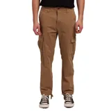 Pantalón cargo de hombre color marrón, con corte recto y bolsillos laterales grandes en las piernas. Presenta cordones ajustables en los tobillos.