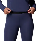 Calza térmica deportiva Columbia Midweight Stretch Omni-Heat en color azul marino, de diseño ajustado y elástico, con tecnología Omni-Wick para control de humedad y costuras planas.