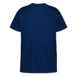 Remera de manga corta color azul marino de la marca Merrell, con estampado gráfico frontal de un paisaje desértico con la leyenda 'Take the scenic route'.