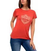 Remera color ladrillo con estampado blanco en el frente con el texto "Property of Operation Deep Freeze Antarctica Powered by Caterpillar".