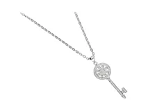 Collar de acero con dije en forma de llave decorado con circonias incrustadas.