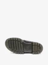 Zapato mocasín negro de cuero Nappa Lux con plataforma Quad Neoteric, suela con tacos profundos y pespunte amarillo.