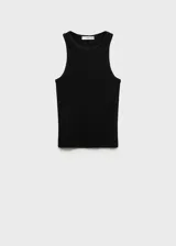 Top sin mangas de tejido de punto acanalado, con cuello redondo y ajuste al cuerpo.