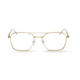 Lentes Mr Boho modelo Wittacker con armazón metálico dorado de formato geométrico y puente doble.