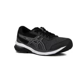 Championes Asics Gel-Shogun 4 color negro con detalles plateados y suela blanca, diseñados para running y entrenamiento.