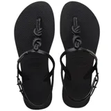 Sandalias tipo ojota Havaianas color negro, con diseño de tiras entrelazadas con nudos decorativos y correa ajustable en el talón.