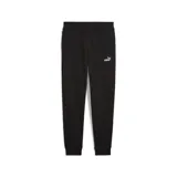 Pantalón de jogging negro Puma ESS con logo estampado en blanco en el muslo izquierdo.