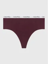 Colaless de cintura alta Calvin Klein, color borgoña, confeccionada en microfibra elástica sin costuras, con cintura elástica lisa con logo repetido en blanco.