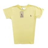 Remera amarilla de algodón con cuello redondo y logo bordado en el pecho.