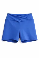 Short deportivo de tiro alto con cintura cruzada en V, confeccionado en tejido técnico elástico.