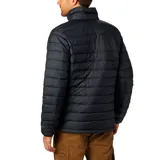 Campera de abrigo Columbia Powder Lite para hombre, color negro, con cierre frontal y logo de la marca en el pecho.