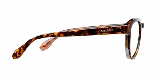 Lentes con armazón redondo de acetato con estampado carey y protección contra la luz azul.