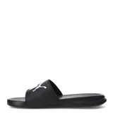 Sandalias tipo ojota Puma modelo Popcat 20, color negro con el logo de la marca estampado en blanco sobre la banda superior.