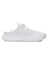 Championes de entrenamiento Under Armour Slipspeed color blanco, con diseño versátil de talón convertible para modo entrenamiento o recuperación. Presentan sistema de ajuste BOA, parte superior perforada para mayor ventilación y tecnología de amortiguación UA Flow.