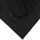 Campera rompevientos deportiva negra con cierre frontal, cuello alto y bolsillos laterales con cierre.