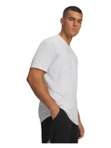 Remera deportiva de manga corta Under Armour, modelo UA Vanish Printed, en color blanco con diseño de camuflaje sutil. Cuenta con cuello redondo y aberturas laterales en el bajo.