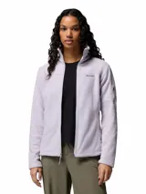 Campera de polar Columbia modelo Fast Trek II, color lila, con cierre frontal completo, cuello alto y bolsillos laterales con cierre.