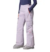 Pantalón de esquí Columbia modelo Coreshot, color lila, con tecnología impermeable y transpirable Omni-Tech. Presenta bolsillos cargo laterales, bolsillos con cremallera, cintura ajustable, rodillas articuladas y refuerzos en el dobladillo.