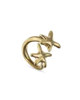 Anillo de aleación de metales con baño de oro 18k, con diseño abierto que presenta dos figuras de estrellas de mar.