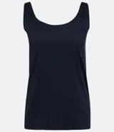 Blusa musculosa color gris claro, con escote en U y breteles anchos. Confeccionada en poliamida y poliéster.