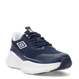 Championes deportivos Umbro modelo Dynamen para hombre, color azul marino con suela gruesa blanca y detalles contrastantes.