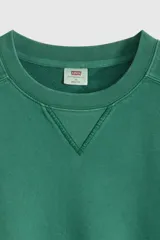 Buzo verde de cuello redondo con detalle de costura triangular en el escote, mangas largas y puños y cintura elastizados de ajuste cómodo.
