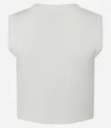 Musculosa cropped de viscosa acanalada, sin mangas y cuello redondo.