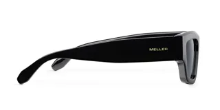 Gafas de sol negras con diseño cat eye y montura superior plana. Lentes polarizadas alemanas con protección UV400, recubrimiento anti-scratch y superhydrophobic.