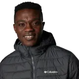 Campera técnica Columbia con tecnología Omni-Heat termorreflectante y aislamiento Thermarator. Presenta un diseño bicolor en tonos gris oscuro y gris medio, con capucha ajustable, cierre frontal completo, bolsillos laterales con cremallera y puños elásticos.