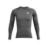 Remera de compresión Under Armour HeatGear Armour de manga larga, color gris con logo blanco en el pecho.