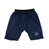 Calza térmica deportiva Umbro de color azul marino, con cintura elástica con logo de la marca y logo estampado en la pierna.