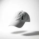 Gorra de visera curva confeccionada en tejido de jean color blanco, con logo bordado en color azul marino en el panel frontal.