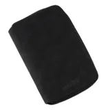 Billetera negra con cierre de cremallera y logo Baleine grabado en la parte inferior.