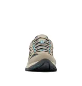 Championes de trekking Columbia modelo Crestwood Omni-Grip, color gris y beige con detalles en celeste, confeccionados en combinación de cuero y malla.