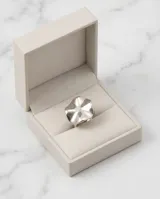 Anillo de plata 925 con diseño orgánico de forma irregular y superficie pulida.