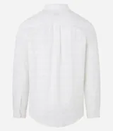 Camisa regular para hombre de la marca Marfinno, confeccionada en mezcla de algodón y lino con diseño texturizado grid, cuello inglés y manga larga.