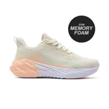 Championes Hi-Tec Milia color beige con detalles en rosa y celeste. Zapatillas deportivas con tecnología Memory Foam.