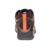 Bota de senderismo Merrell Yokota 2 Mid WP para hombre, color marrón con detalles en negro y naranja. Cuenta con membrana impermeable, capellada de cuero gamuzado y malla, suela de goma con tracción y plantilla Kinetic Fit™ BASE.
