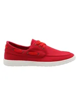Zapatillas de lona RKF modelo Norris, de estilo náutico en color rojo con cordones y suela blanca.