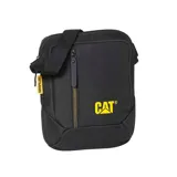 Bolso bandolera Caterpillar de color negro, con detalles en amarillo y tiras ajustables. Cuenta con un compartimento principal, un bolsillo frontal con cremallera y el logo de la marca bordado.