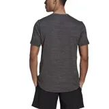 Remera deportiva Adidas de hombre, color gris jaspeado, con logo blanco en el pecho. Confeccionada con tejido transpirable Aeroready y diseño FreeLift.