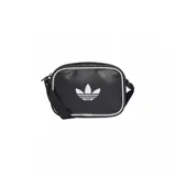 Mini bolso Adidas Adicolor Classic Airliner negro con logo blanco y ribetes blancos.