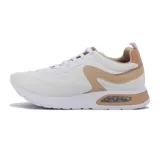 Championes Comfortflex para mujer, color blanco con detalles en beige y suela con cámara de aire.